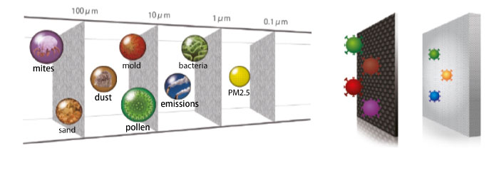 Size comparison of air pollutants.