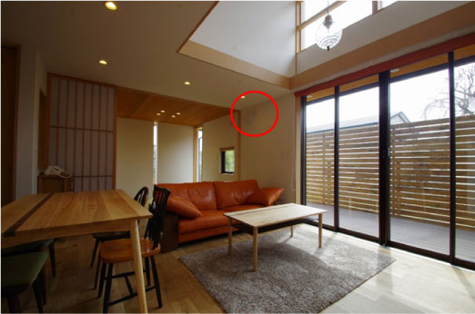 せせらぎ付きのリビング