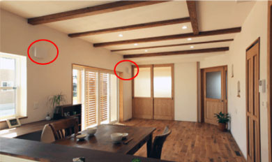 ダブルせせらぎ付きのリビング